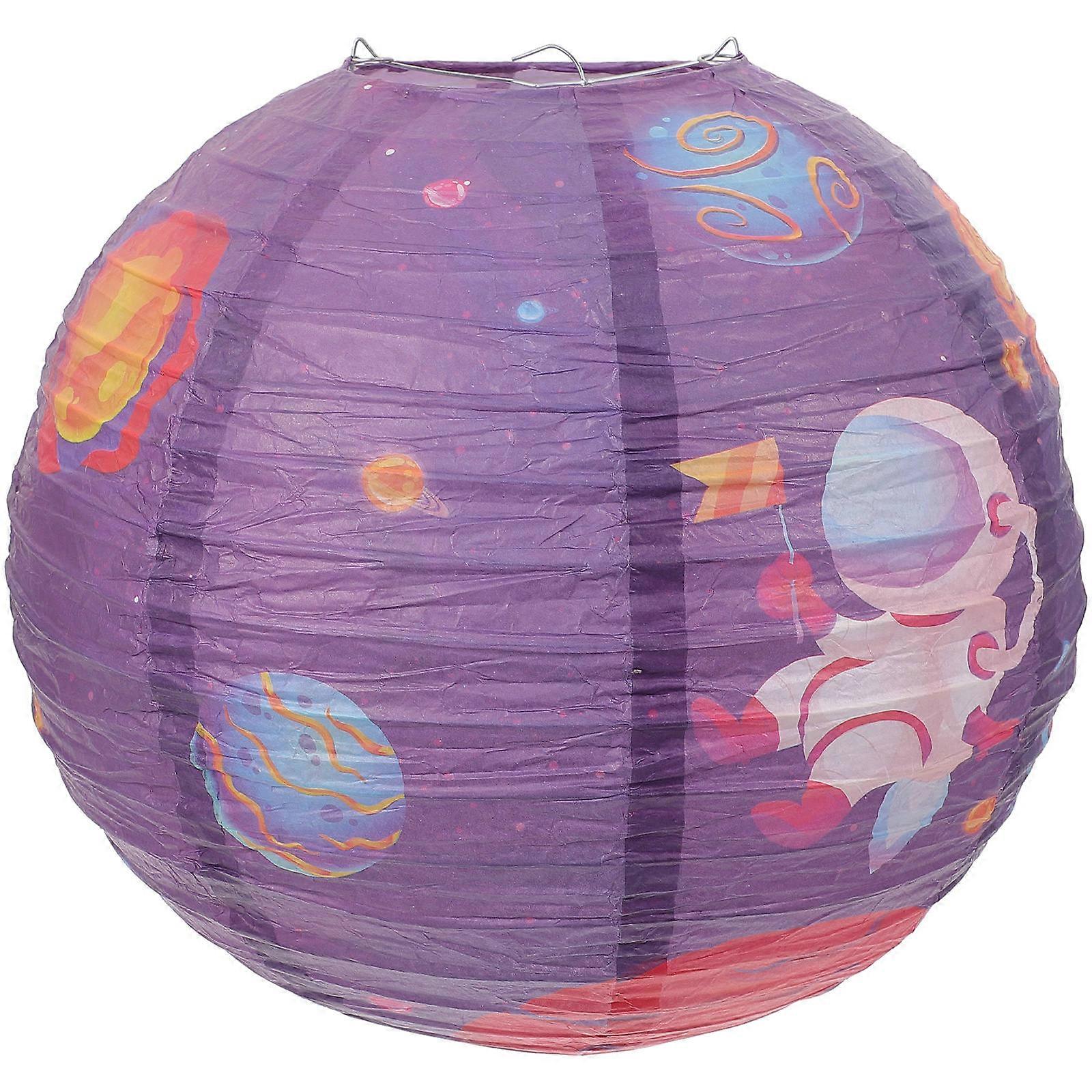 Paper Ceiling Decoration Solar System Pattern Lantern for Festive Events Purple 30X30X30CM Decorative 1Set