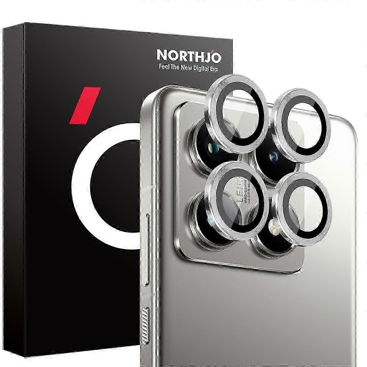 1 Set of Tempered Glass Camera Lens Film with CD Veins Metal Ring Lens Guard for Compatible with a Popular Smartphone Model