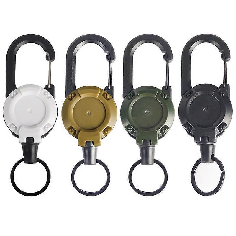Tactical keychain – robust retractable keychain, antiloss steel cable for camping/hiking/fishing/hunting, 4 pieces