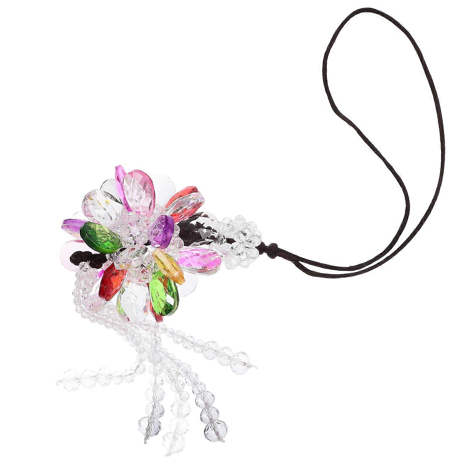 Crystal Ornament Pendant Car Rearview Mirror Pendant Car Interior Decoration Multi-Colored Compact Workmanship 1Set