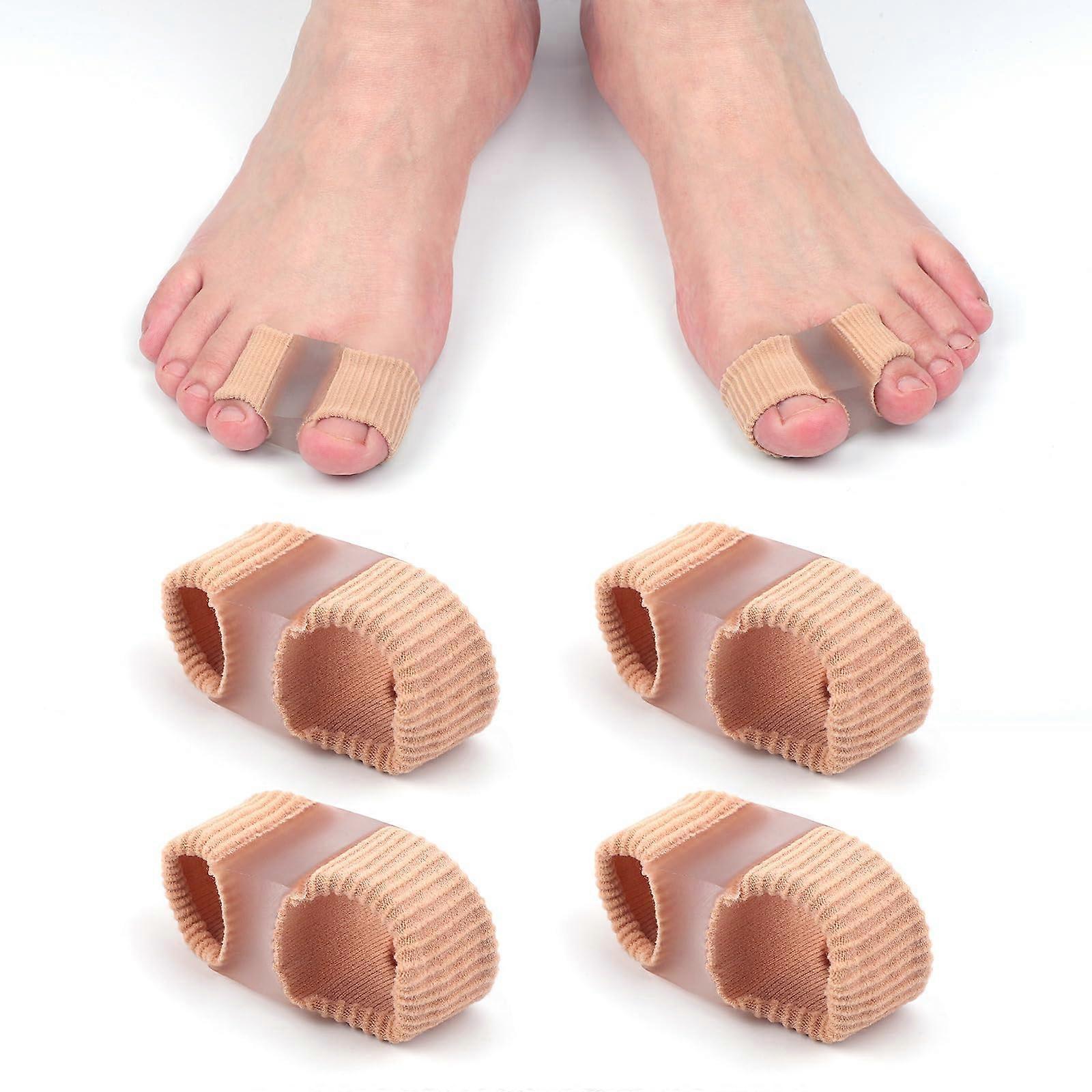 4 x Toe Separators, Gel Toe Correction with 2 Loops, Breathable, Hallux Valgus Overlapping Toes Corrector for Women Men