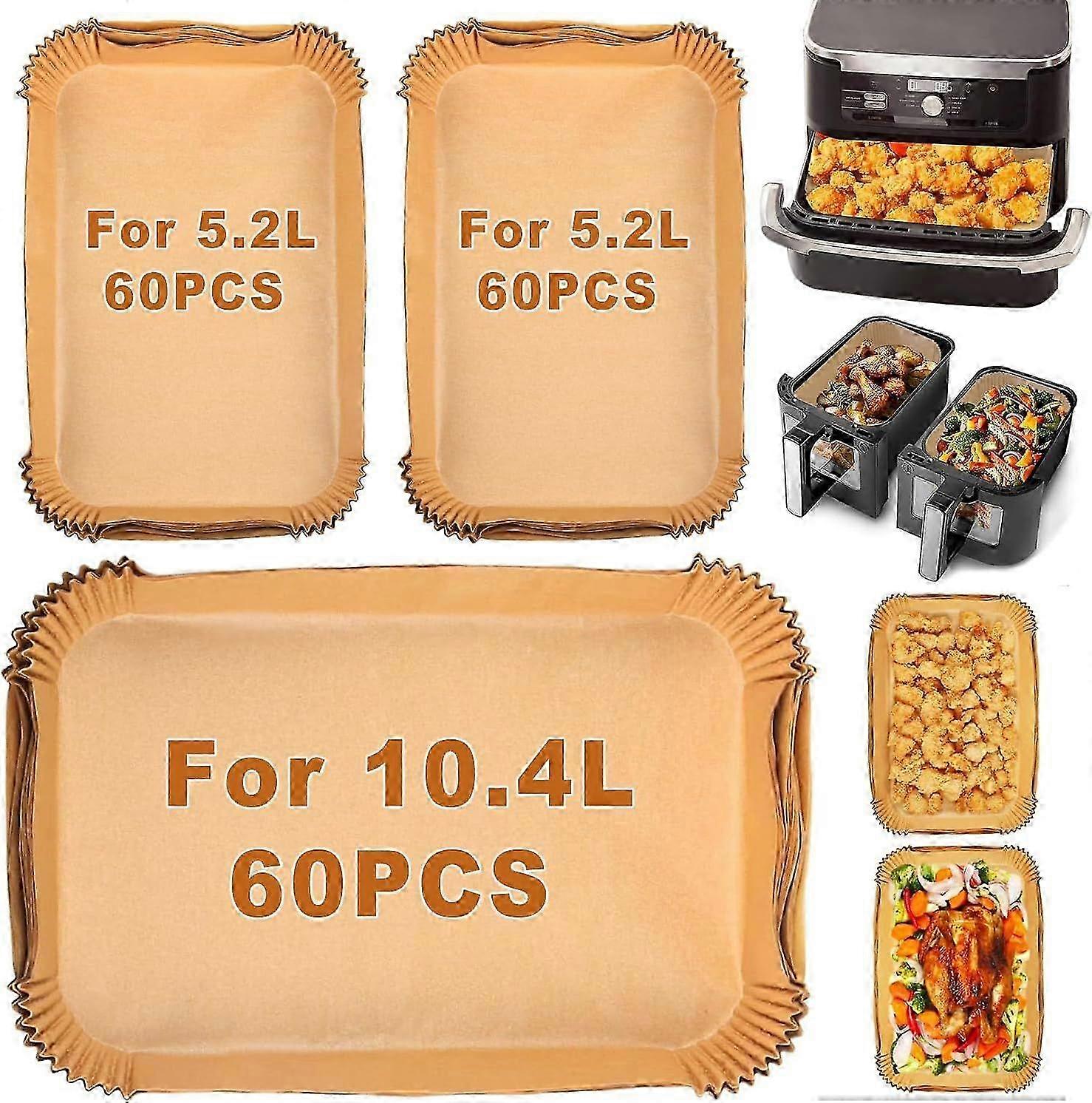 Pack of 180 Baking Paper for Hot Air Fryer Ninja AF500EU AF500EUCP, Cecotec 9000, Rectangu