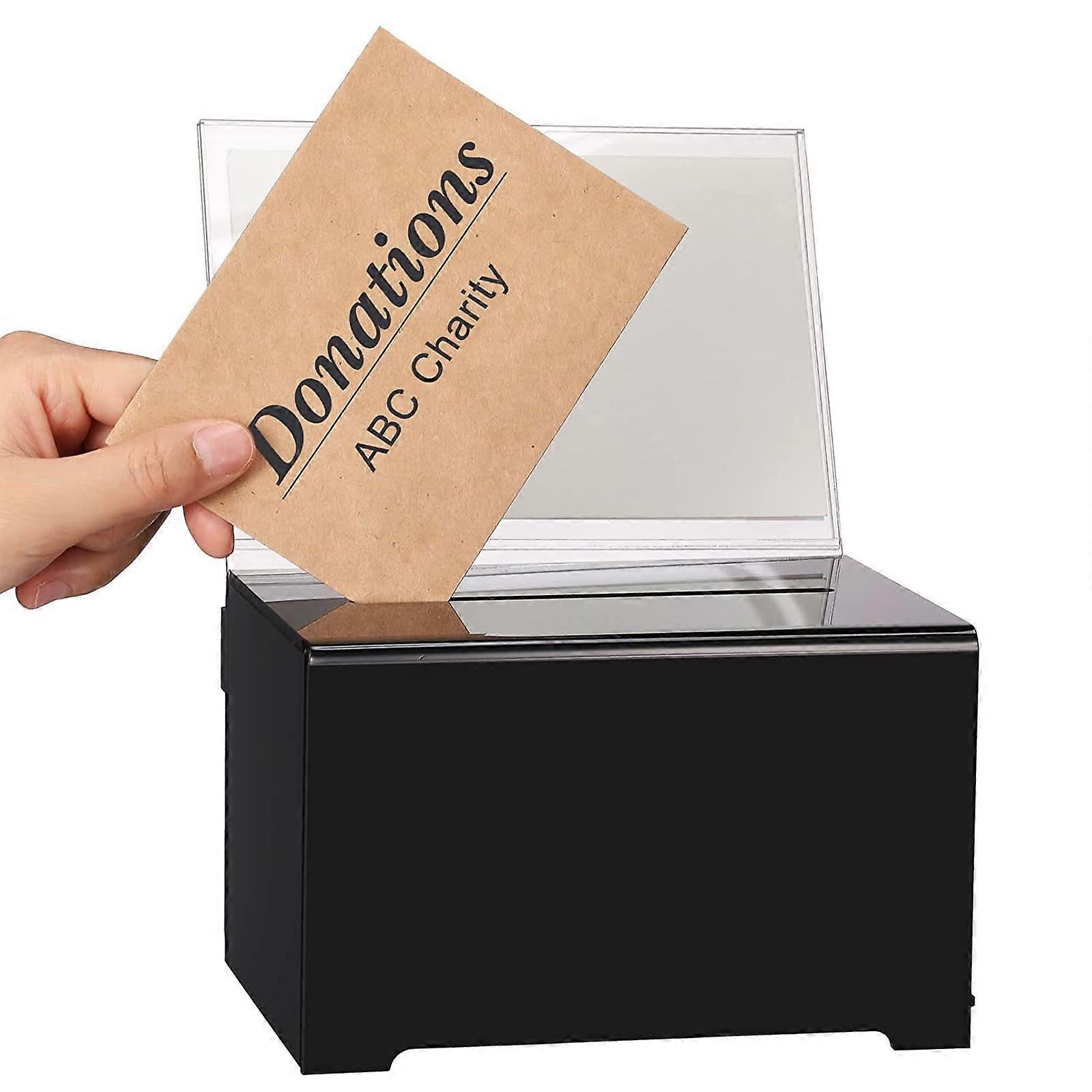 Lockable Acrylic Donation Box with Key, 16 x 11.6 x 10.1 cm