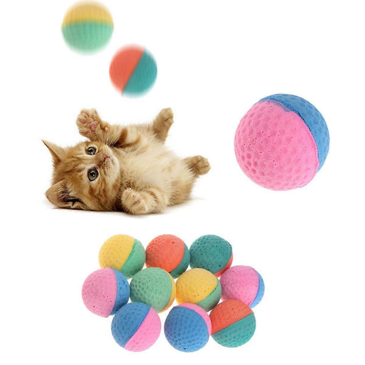 Cat Toy Balls - Colorful Foam Latex Elastic Sponge Balls for Kittens, Interactive Chew and Hunting Balls, 10pcs Random Colors
