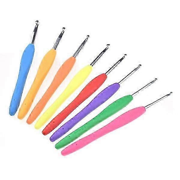 8pcs Crochet Needles with Plastic Handles - Multicolour Knitting Kit