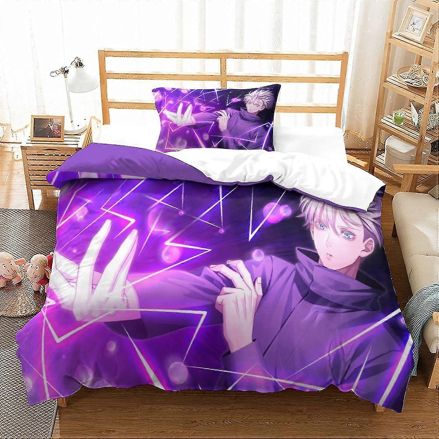 Conjunto de capa de edredom Satoru Gojo Galaxy Bedding para crianças meninos meninas Capa de edredom impressa Colcha Coleção de quarto