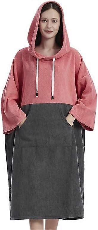 QuickDrying Microfibre Wetsuit Changing Towel with Pocket, Surf Poncho Wrap Coat for Men and Women, Grey, Pink