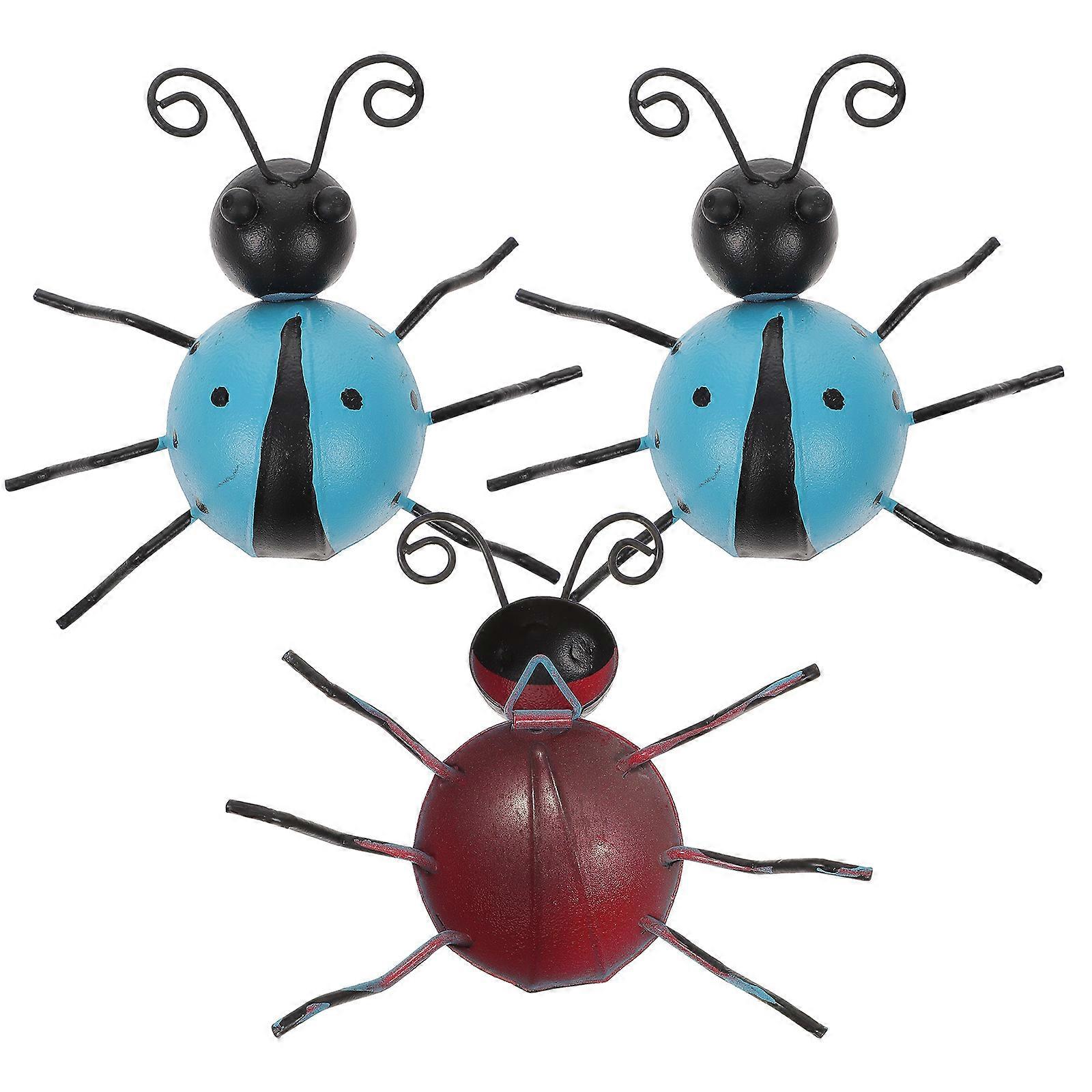 Simulation Ladybug Iron Ladybug Decoration for Garden 3Pcs Items