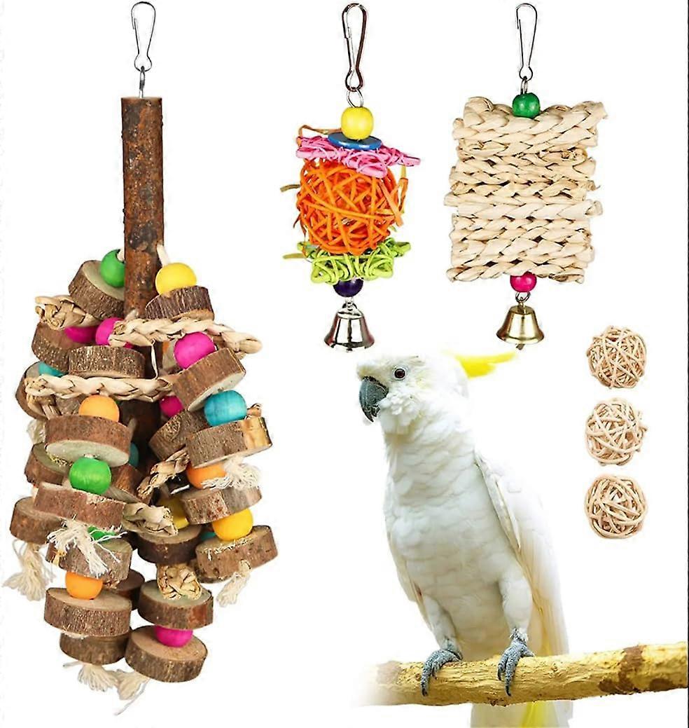 6piece Bird Toy Set Parrot Swing, Chewing Hanging Toy, Blocks, Knot Toys