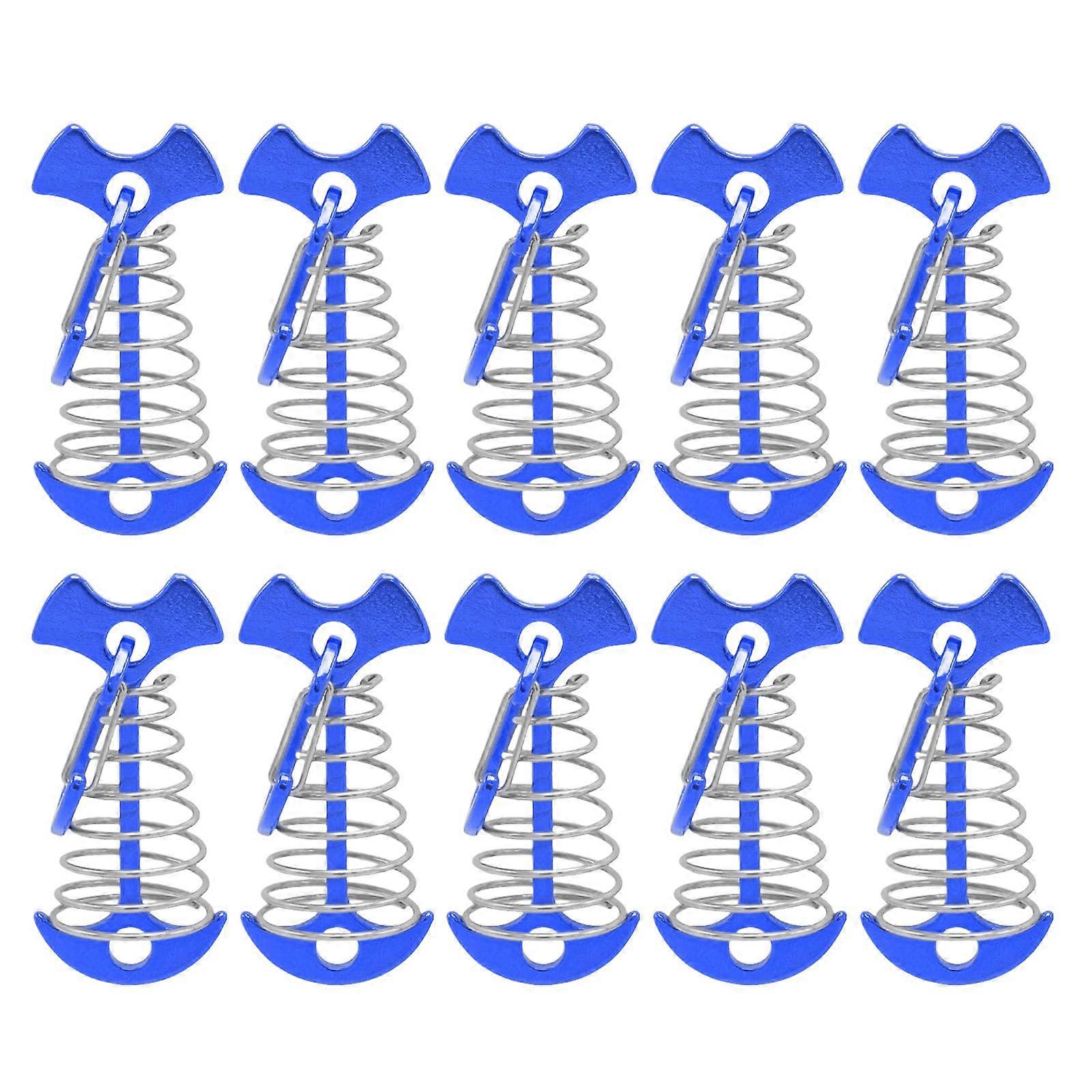 Deck Board Ground Anchors, Herringbone Pattern Deck Stakes, SpringLock Tent Pegs, Portable Camping and Hiking Anchors, 10Pack Set