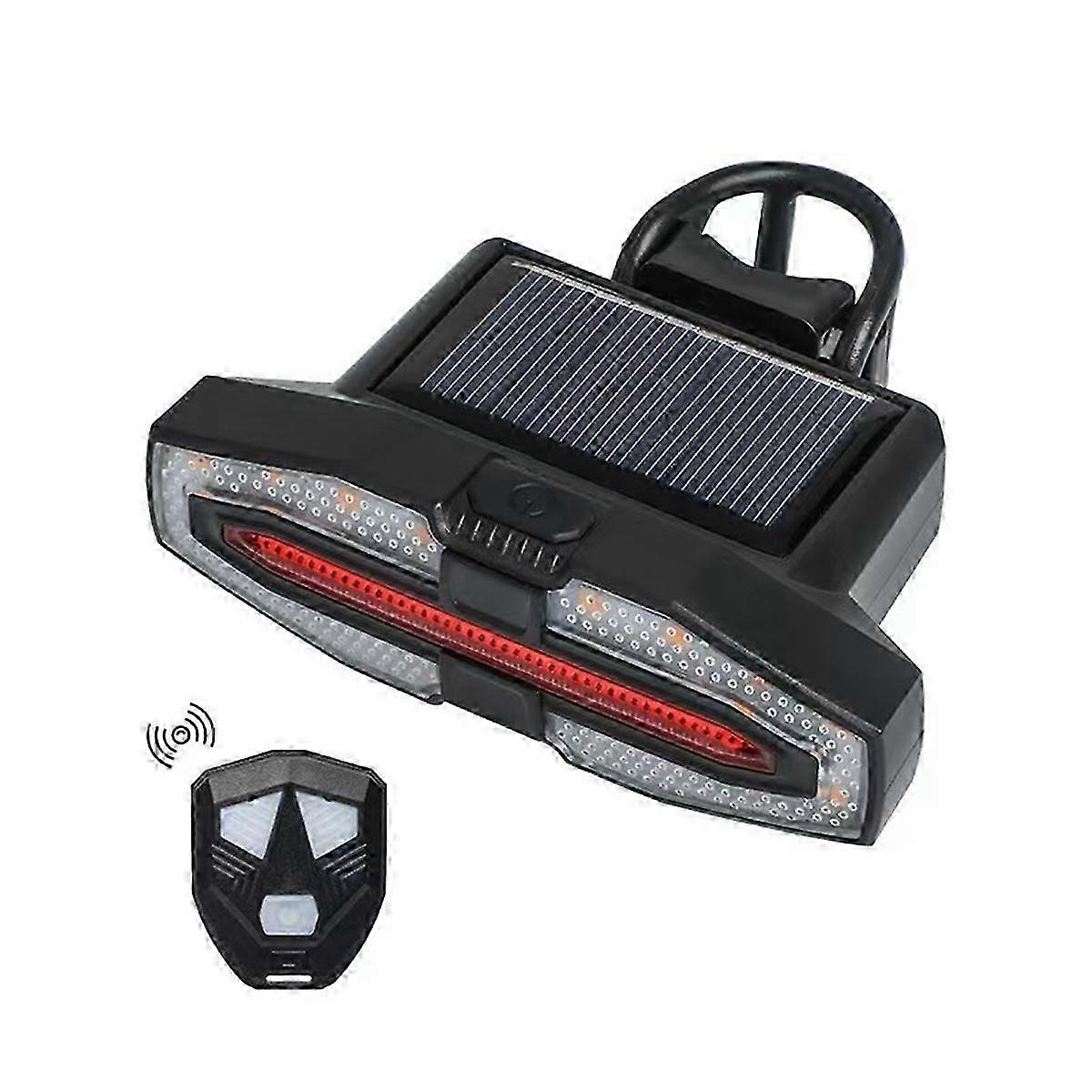 Solar Bike Tail Light with Turn Signals Warning USB Rechargeable