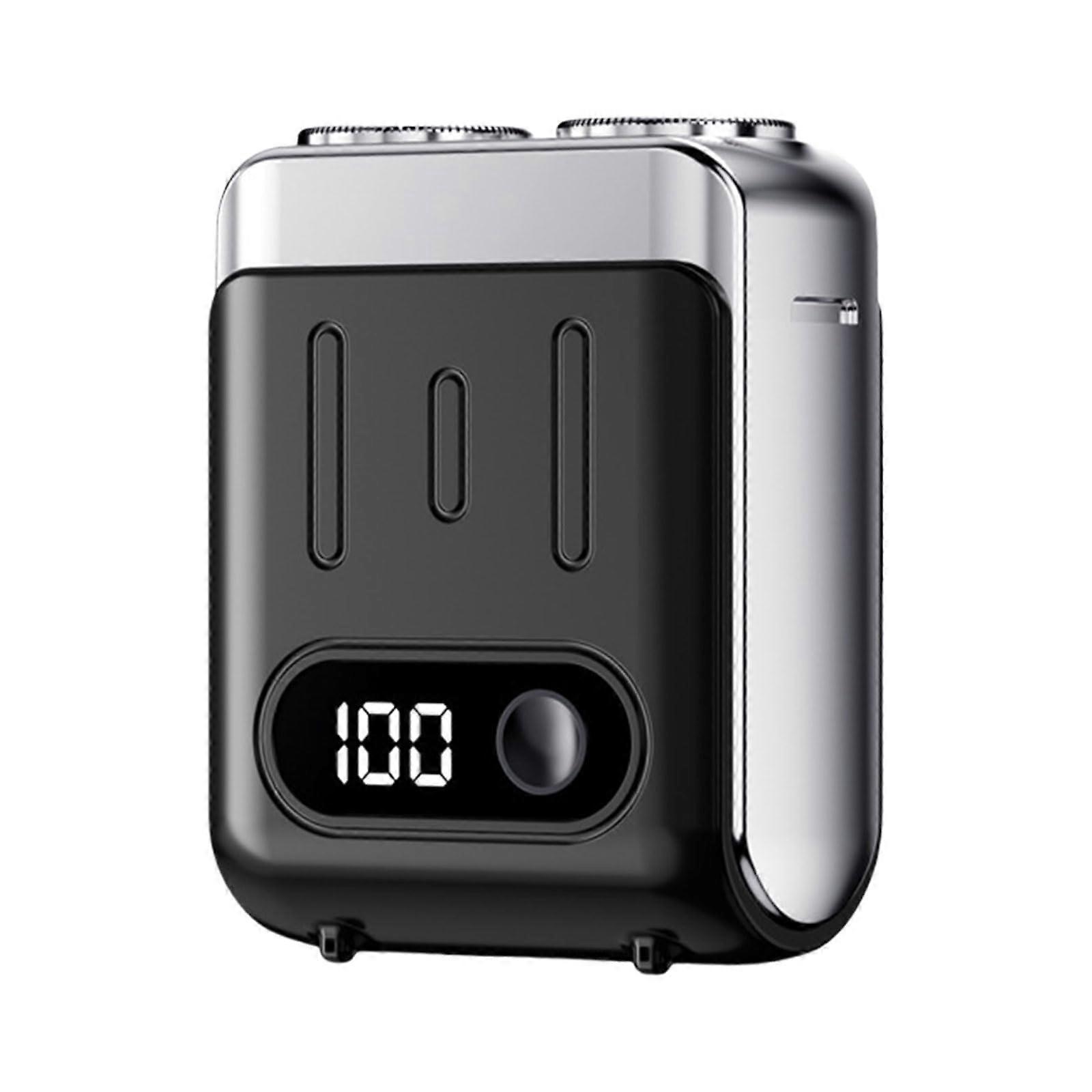 Quieter Small Electric Shaver for Men with Digital Display, Portable Beard Trimmer for Travel in Black