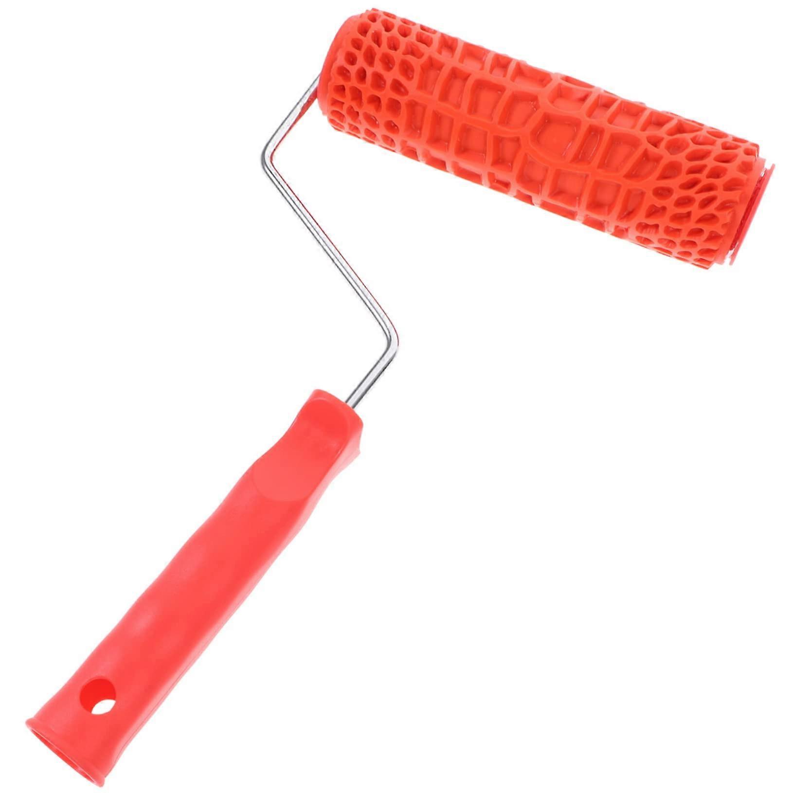 Wall Embossing Roller Painting Tool 35X18cm Red Grain Patterned Paint Roller Brush for Decorative Texture Wall Art