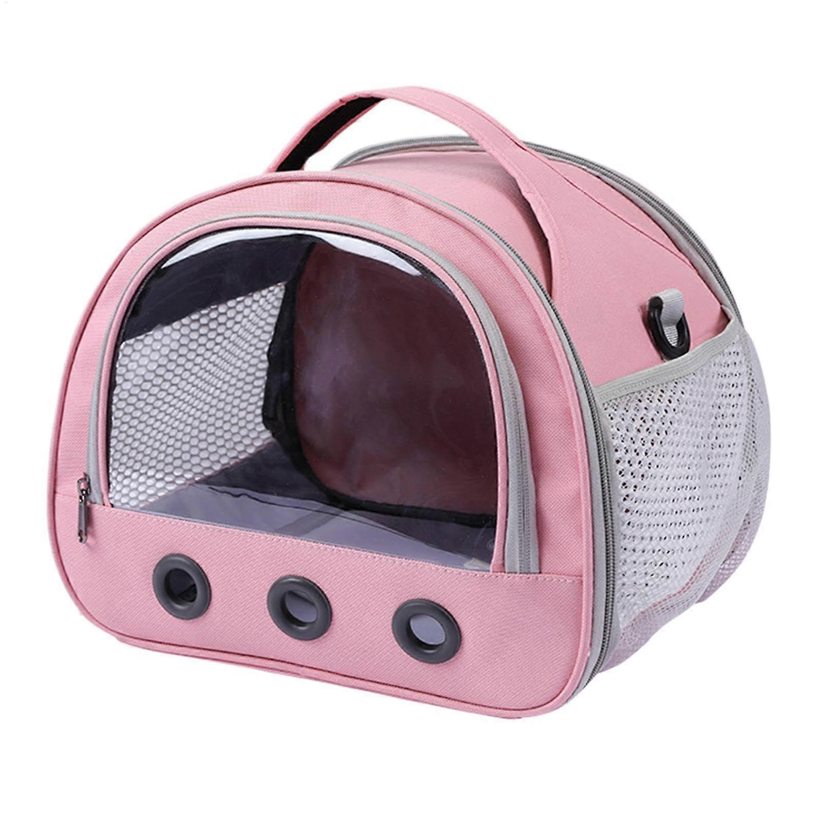 Hamster Carrier, Portable Bag for Small Animal, Transparent Window Pink
