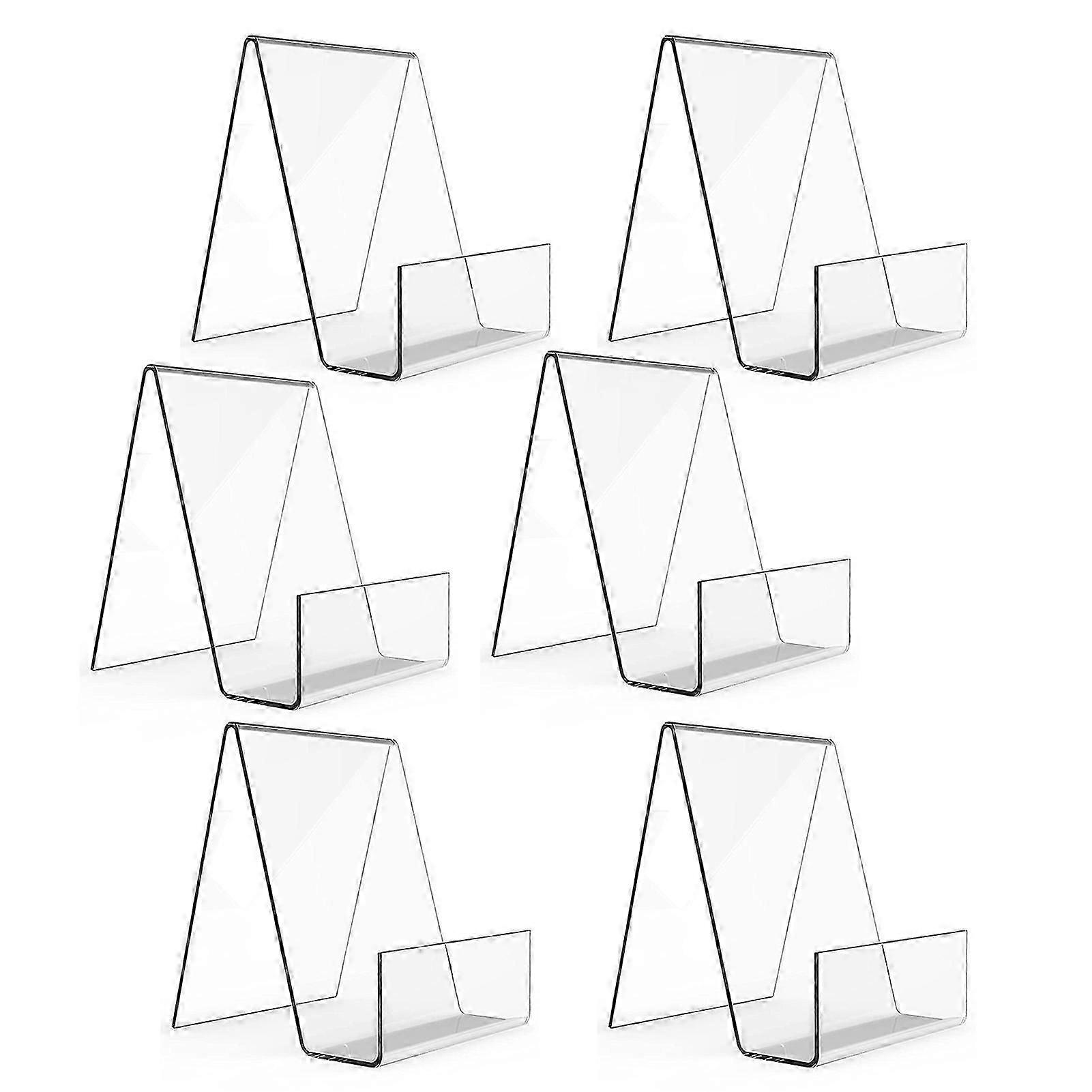Confezione da 6 Supporto per libri in acrilico Supporto triangolare con cavalletto trasparente Supporto per display trasparente multifunzionale