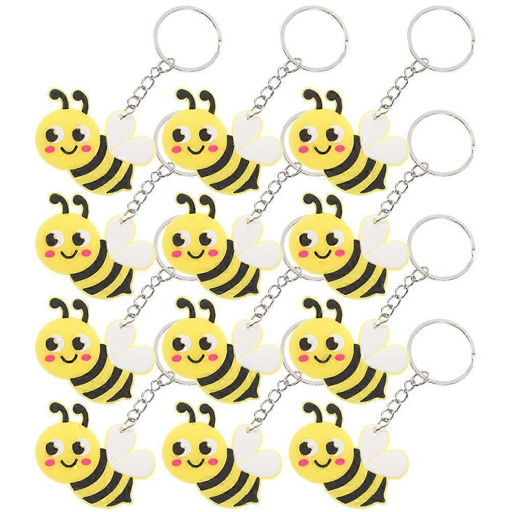 Bee Shape Keyring Cute Bee Decoration Pendant For Men Daily Use 12Pcs