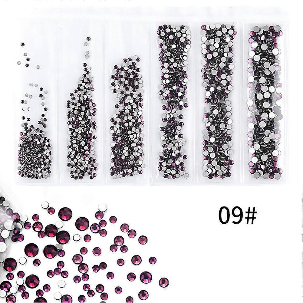 6 Grids Colorful Nail Art Rhinestones Multiple Color Decoration DIY Manicure Tools (09)