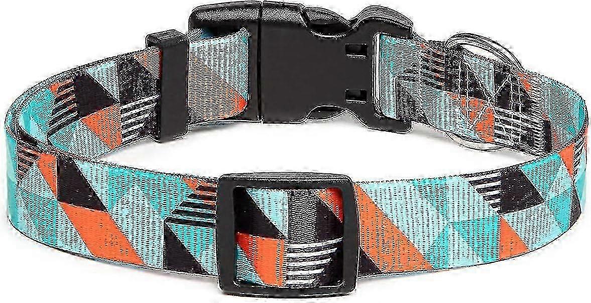 Adjustable Nylon Dog Collar with Quick Release Buckle - Fashionable Geometry Pattern for Small, Medium & Large Dogs