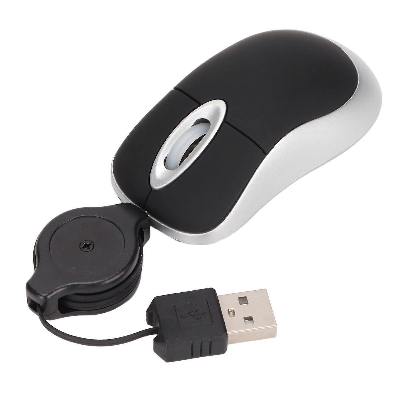 Wired USB Mouse 68cm Retractable Cable, Portable Mouse For PCs And Laptops, Compact Travel Mouse, Adjustable Wired Mouse