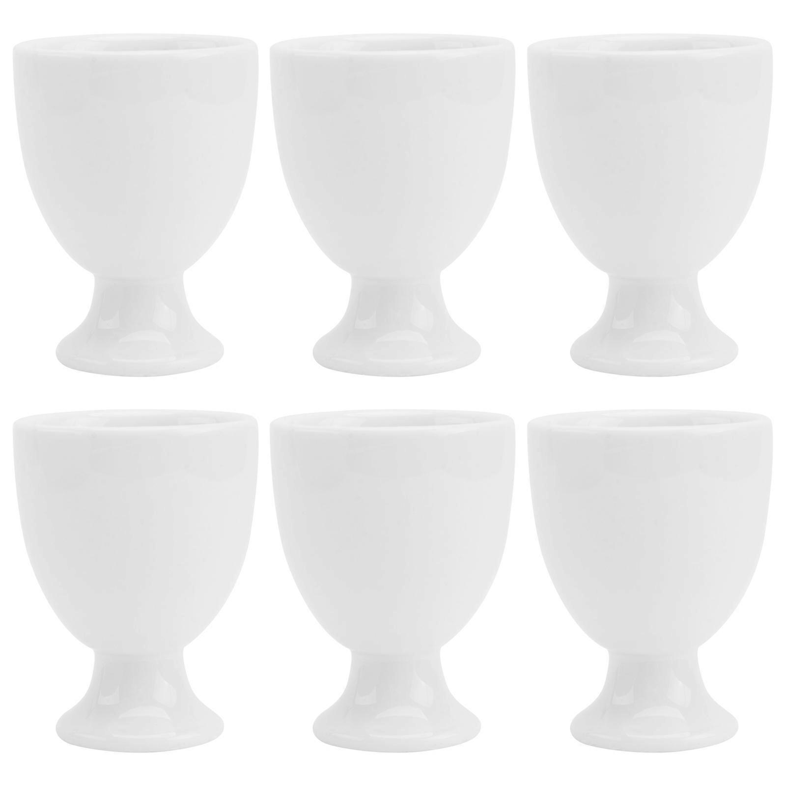 Household Egg Cups Porcelain Egg Holders for Kitchen Simple Cup Shape 6Pack