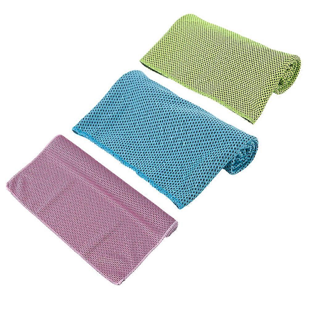 Cooling Ice Face Towel Quickdrying Sports Towels for Home Use Assorted Color Polyester 3Pcs