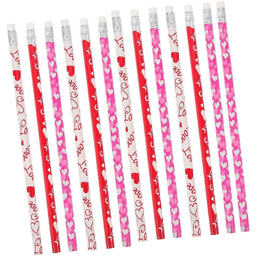 Heart Pattern Sketch Pencils with Eraser Tip Made of Strong Poplar for Students 100 Pieces Assorted Color