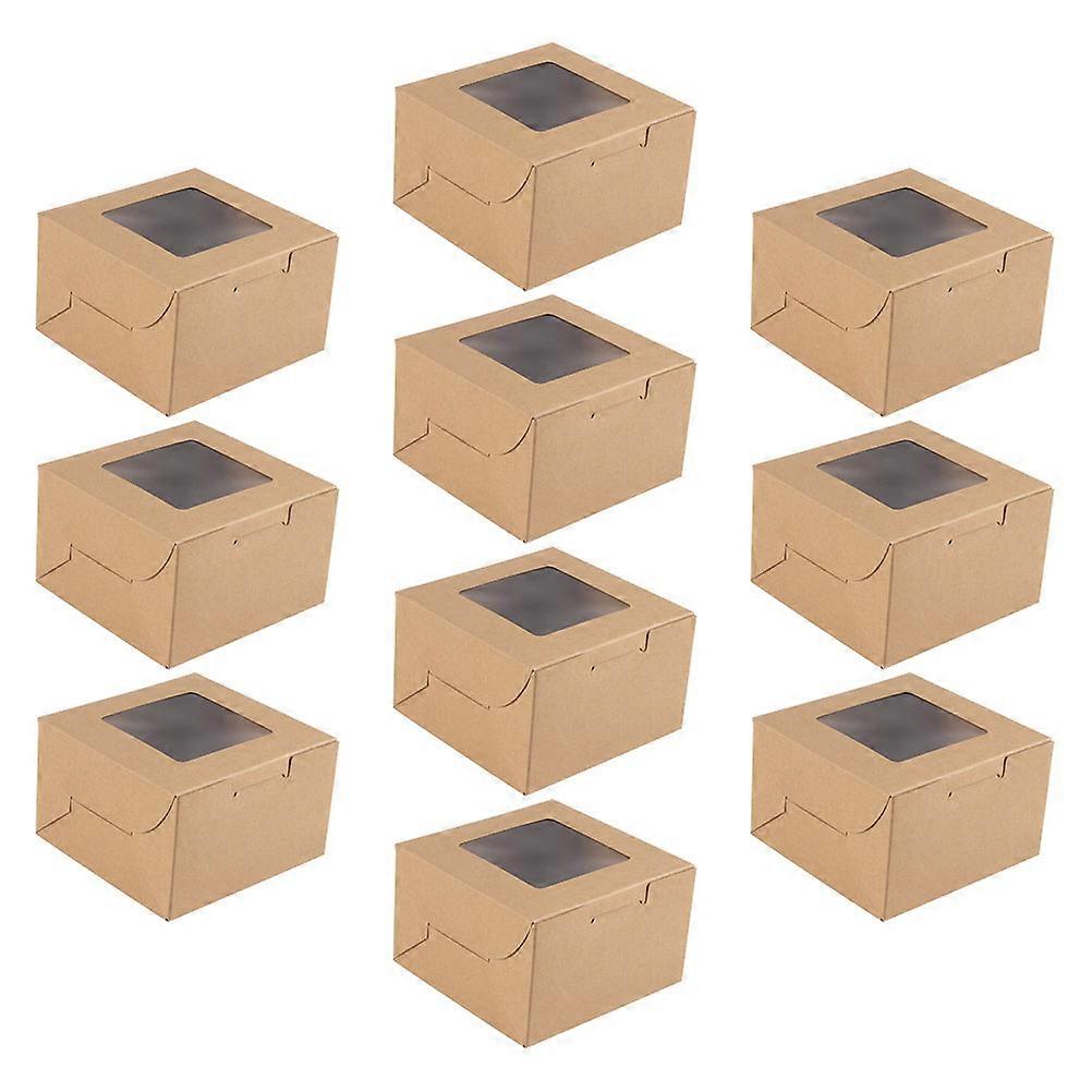 Kraft Paper Boxes For Baking Shop 20x20cm Square Shape 10Pcs