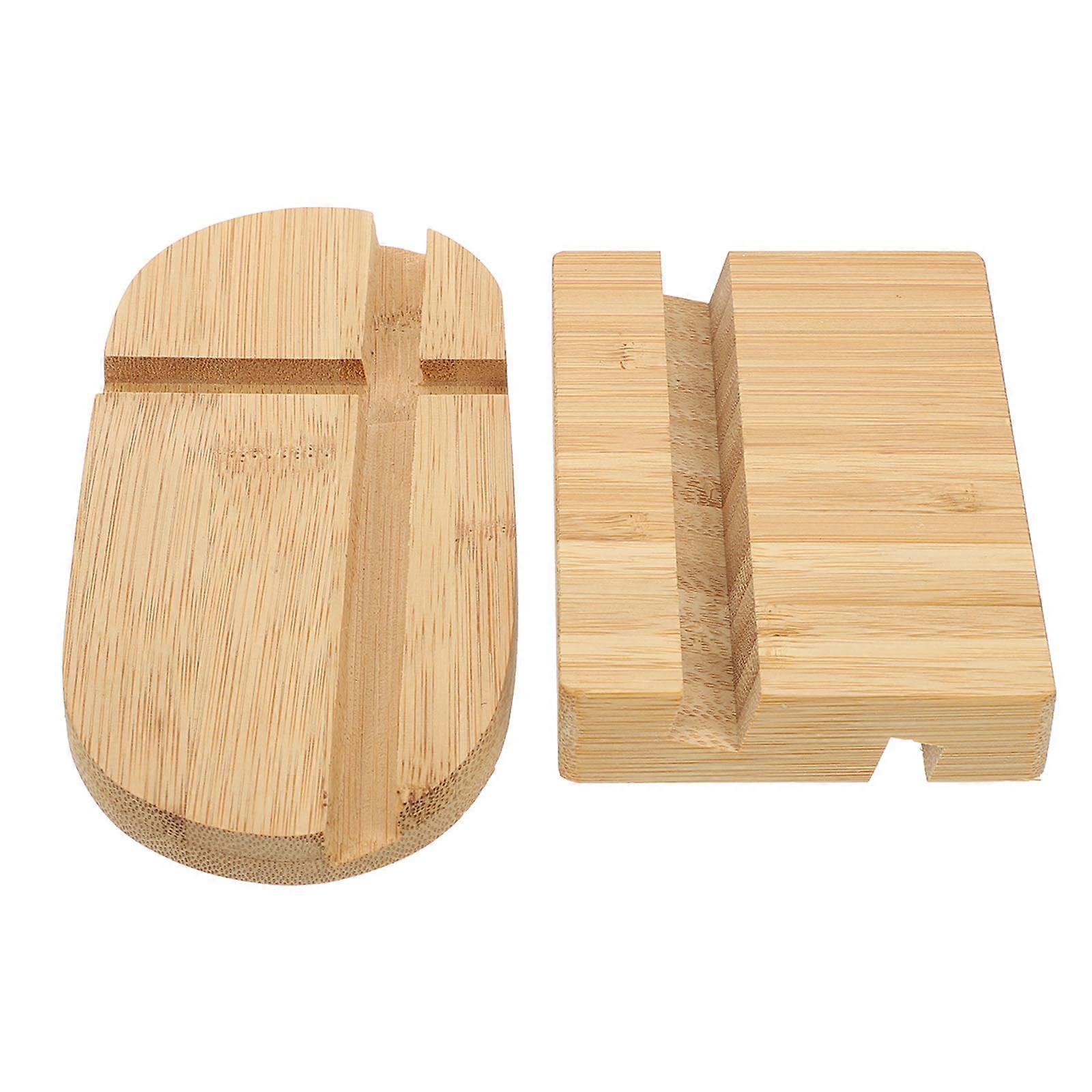Bamboo Phone Stand Tablet Holder for Desktop Home Office Use 2pcs Set