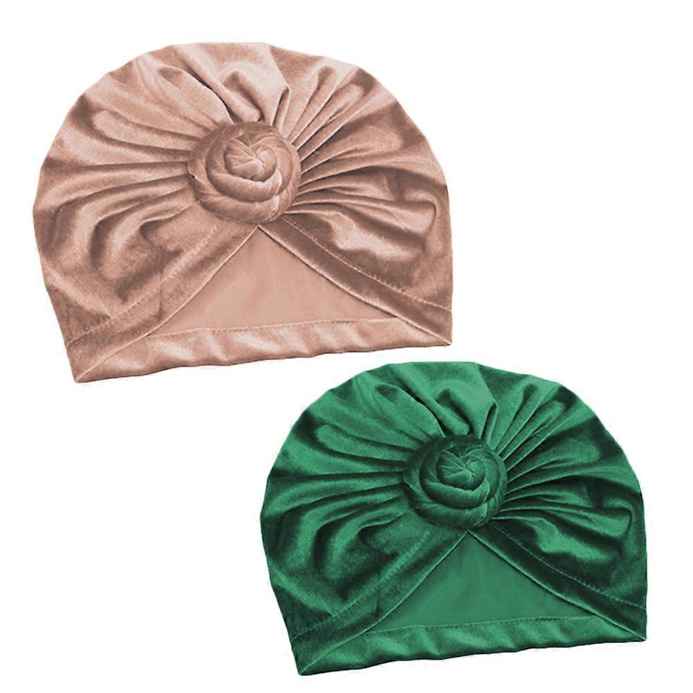 Luxurious Flower Turban Caps For Women Stylish Headwear Everyday Use Versatile Accessory 2Pcs