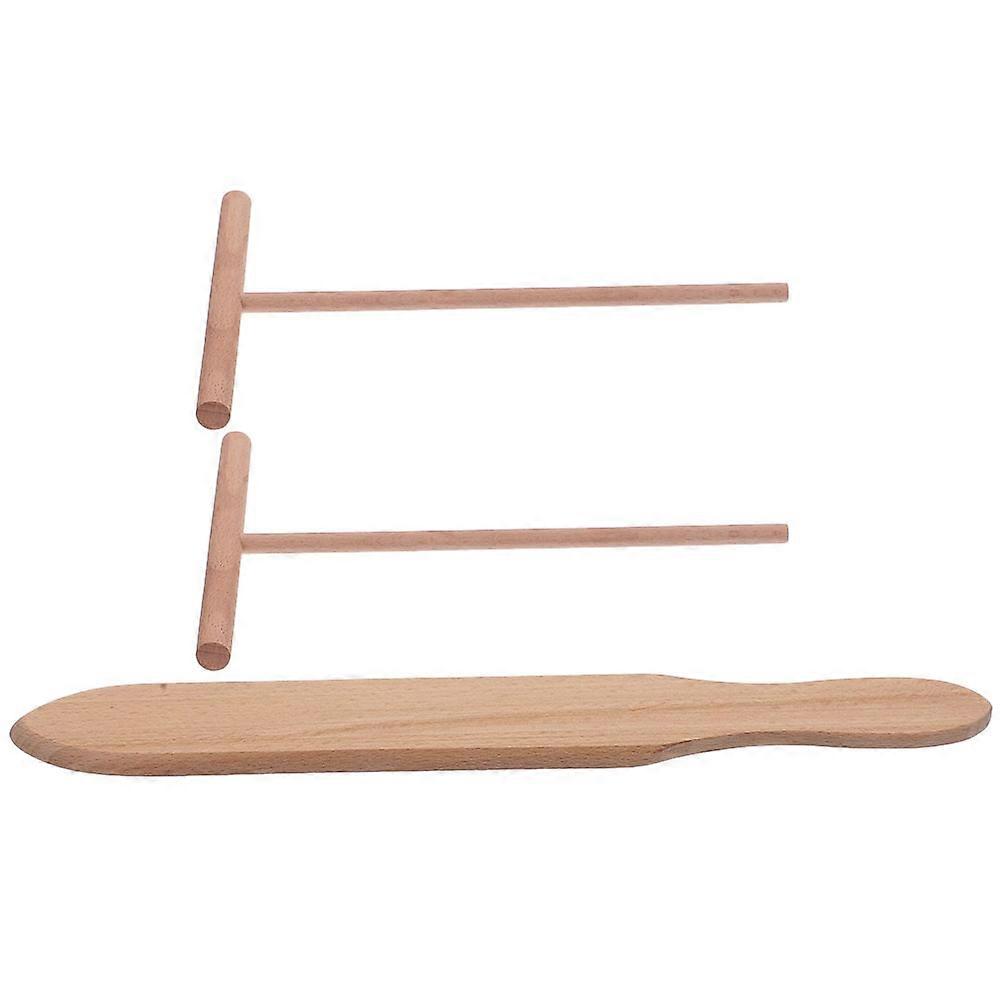 Crepe Tools Set Professional Kitchen Tools For Cooking Enthusiasts Khaki Wood Material Pancake Making 3Pack