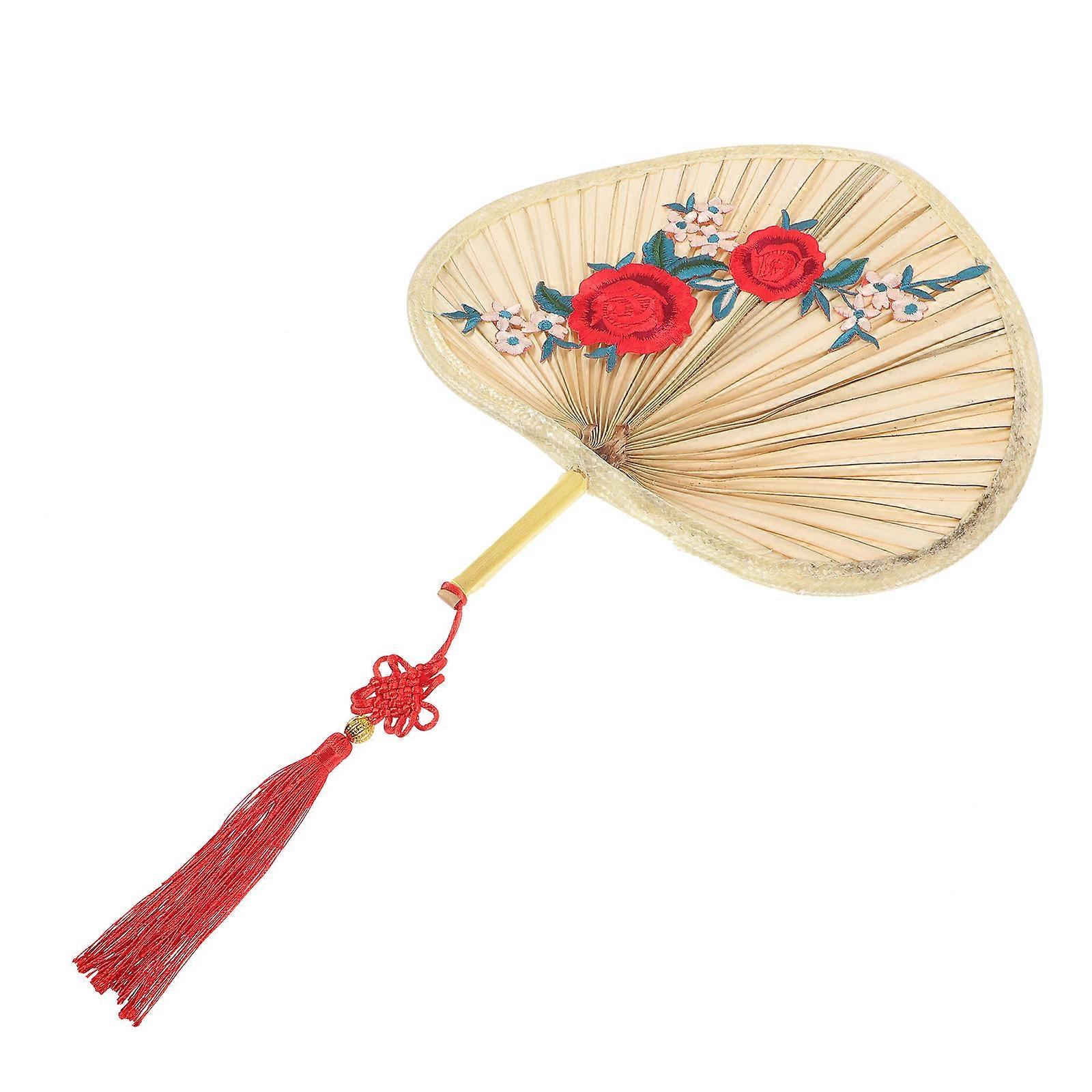 Palm Leaves Fan Plum Blossom Pattern Palm Leaves Fan Chinese Style Palm Leaf Fan for Home