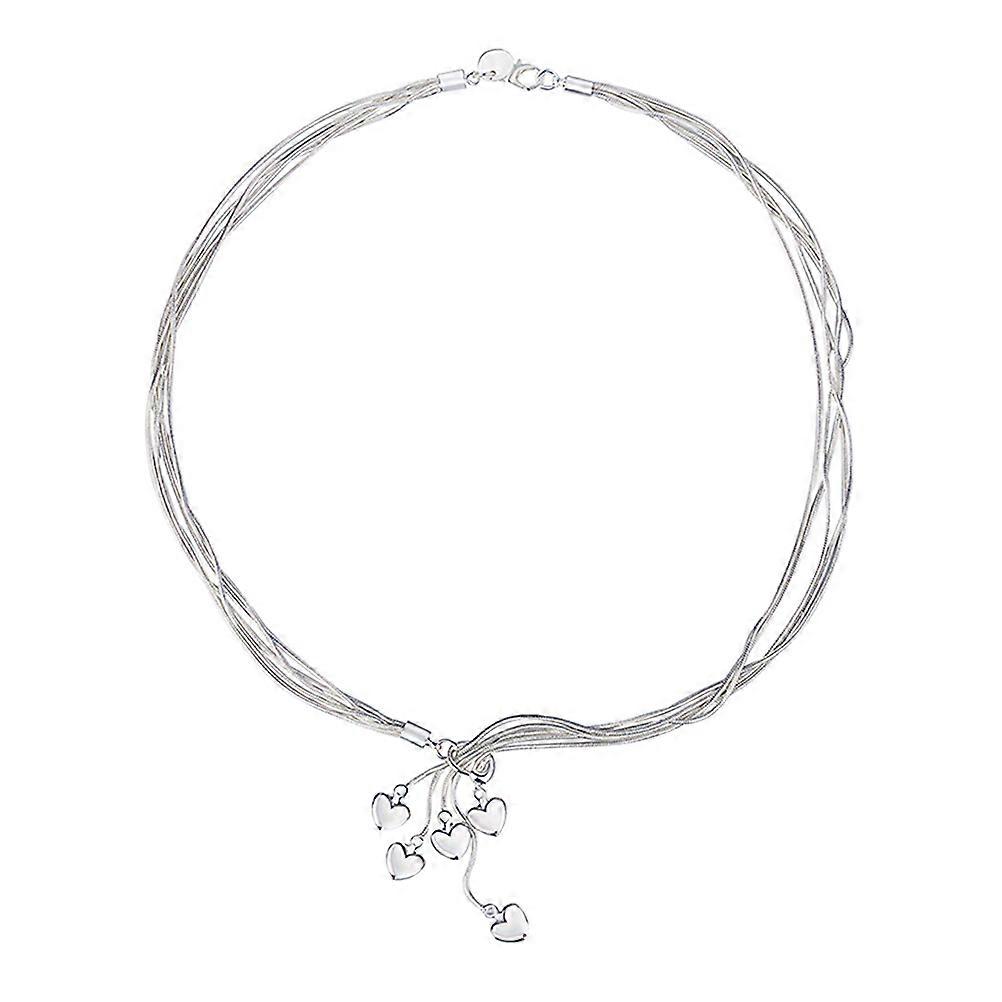 Elegant Women Necklace with Peach Heart Pendant in Silver Color for Decor Use and Durable Wear 0.5 Inch