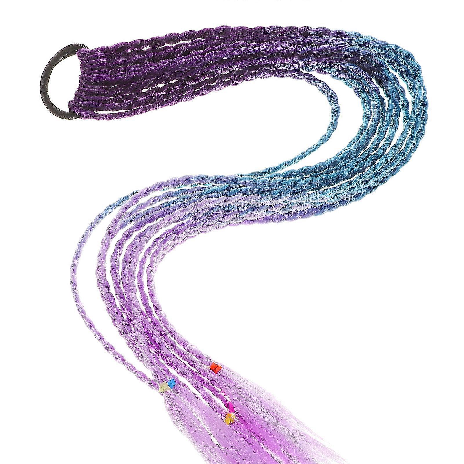 Braided Synthetic Hairpieces with Hair Rope for Kids Ponytail Extension in Multi Colors Lightweight