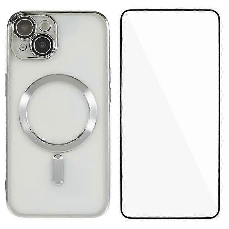 Compatible For iPhone 15 Magnetic Case WANLONFENG Full Protection Electroplated TPU Cover with Tempered Glass