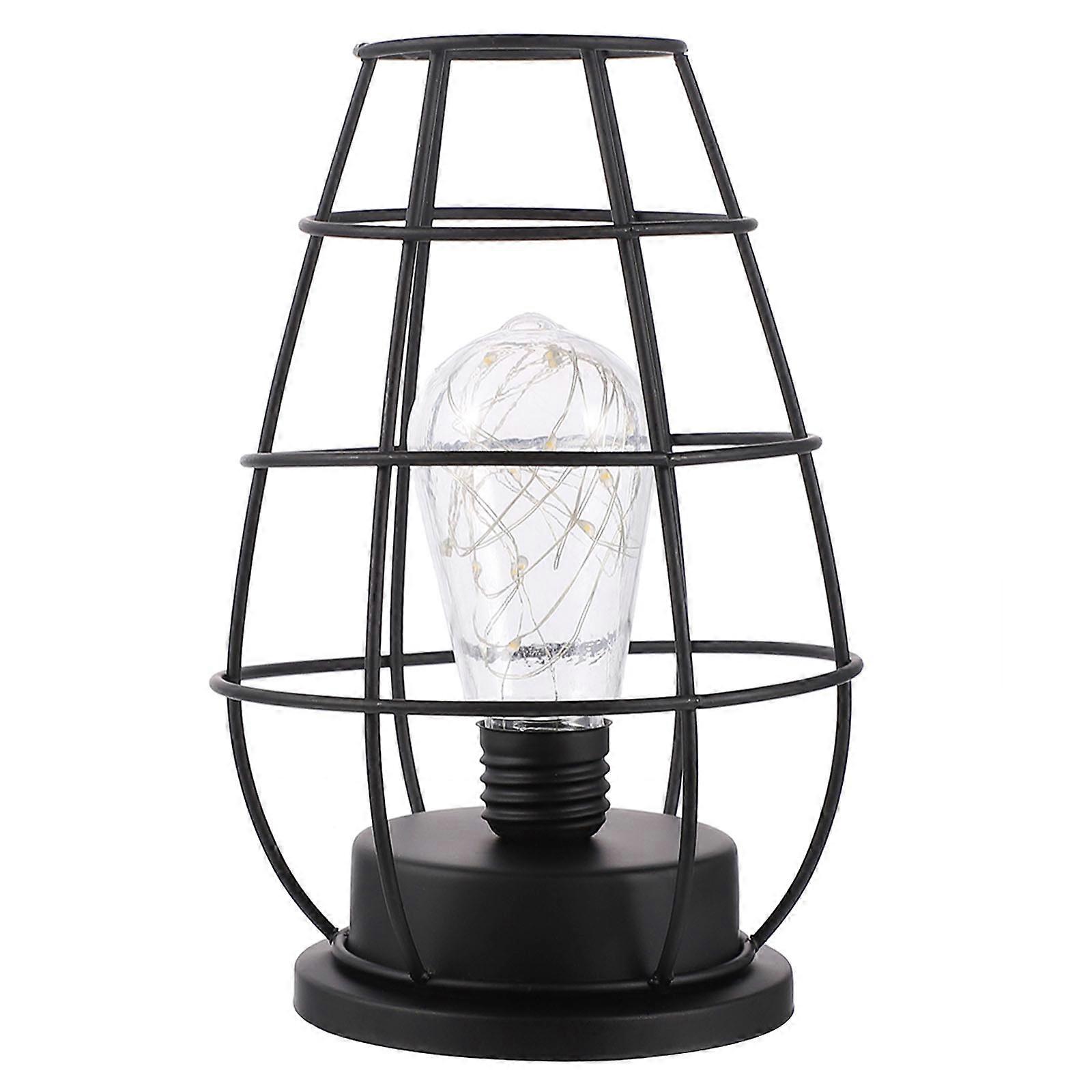 Rustic Table Lamp Metal Cage Design For Household Users 19x12x12cm LED Illumination 1Pack