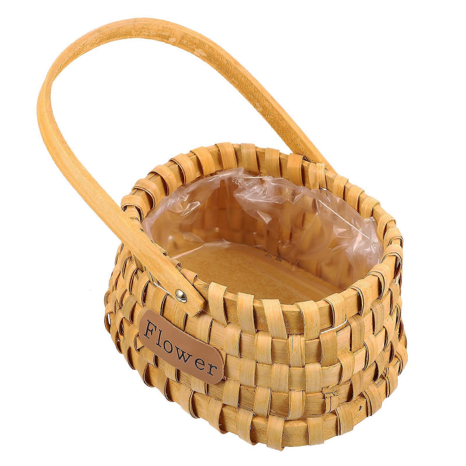 Chocolate Synthetic Storage Basket for Home Use with Handle HandWoven 1Pc