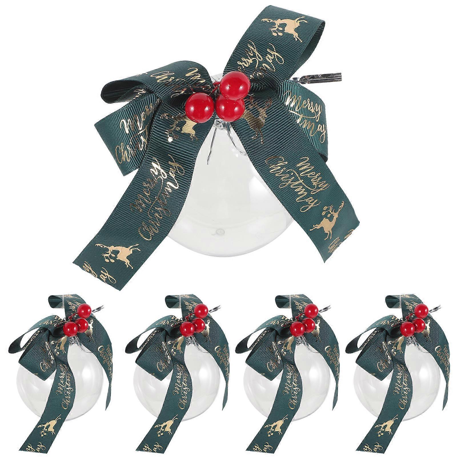 Christmas Design Hanging Balls Decorative Ornaments For Family Gatherings 8x8cm Green 5Set