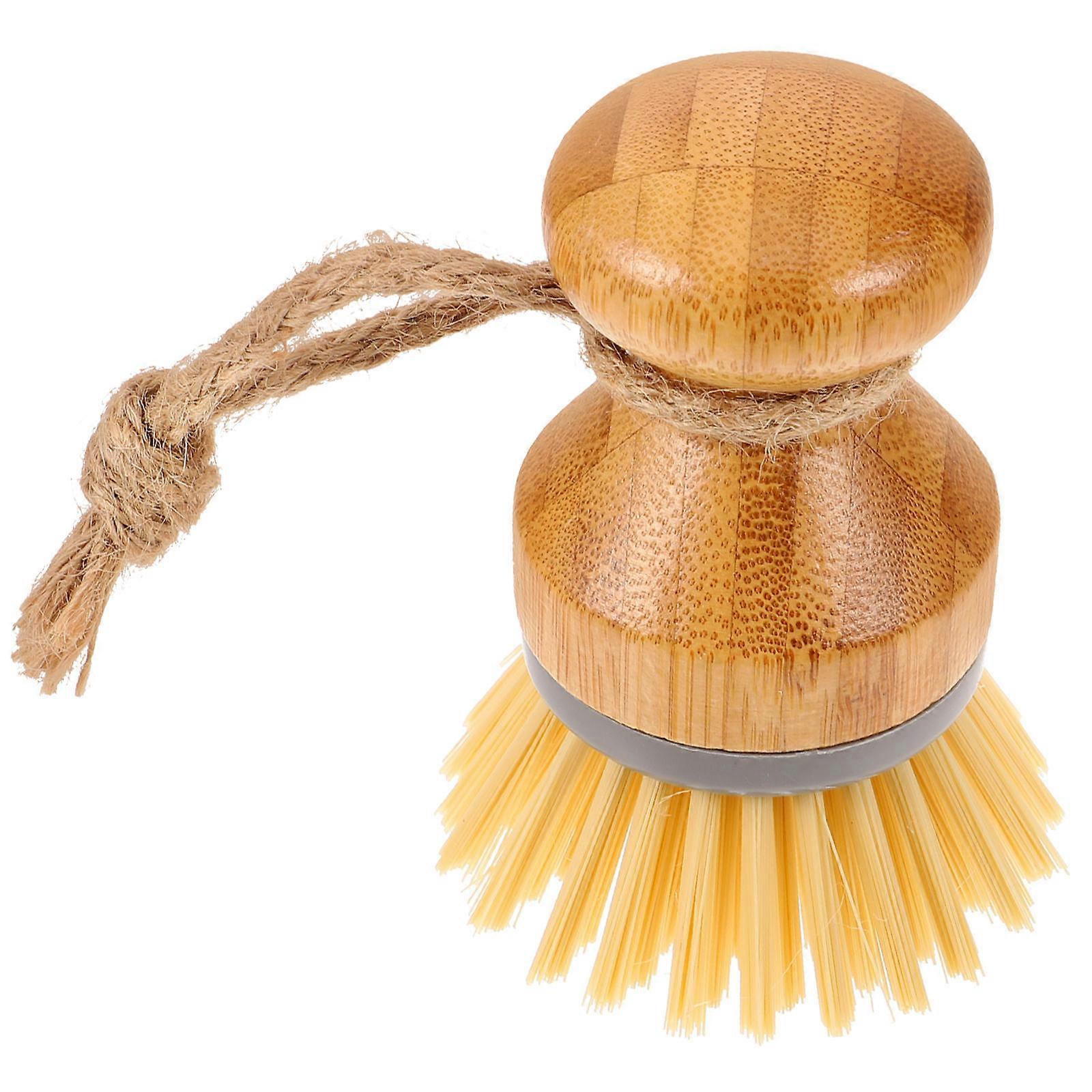 Wooden Kitchen Cleaning Brush with Handle for Pots and Dishes – Rustic Design Scrubber for Restaurants and Home Use