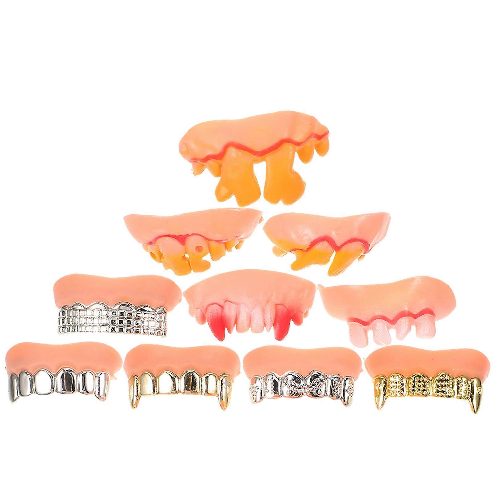 Realistic Design Fake Vampire Tooth Costume Party Accessory For Women Halloween Decorative 10 Pcs