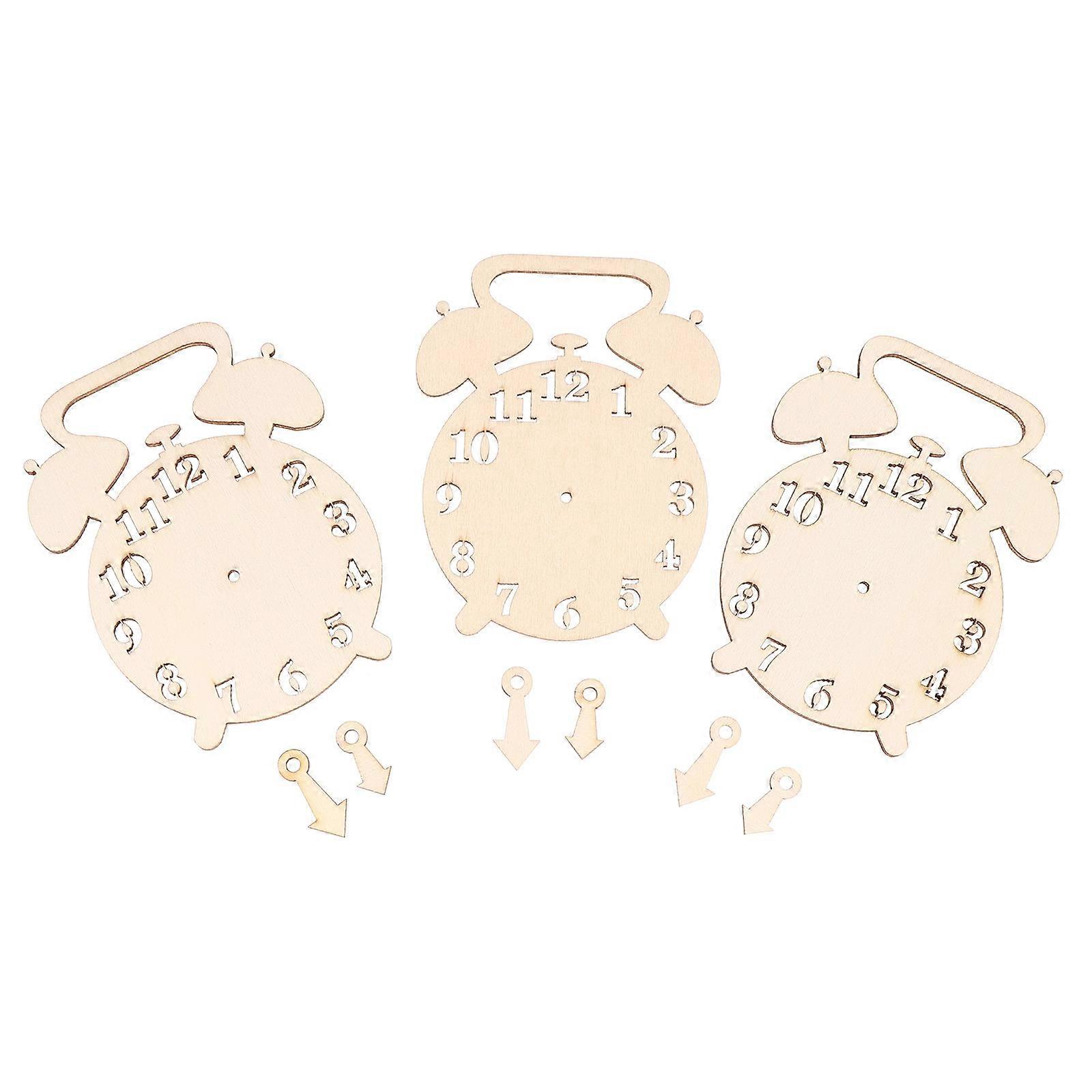 Beige DIY Wood Clock Shape Chips Ideal For Kids Crafting Projects Perfect For Christmas Gift 3 Sets With Premium Quality Wood