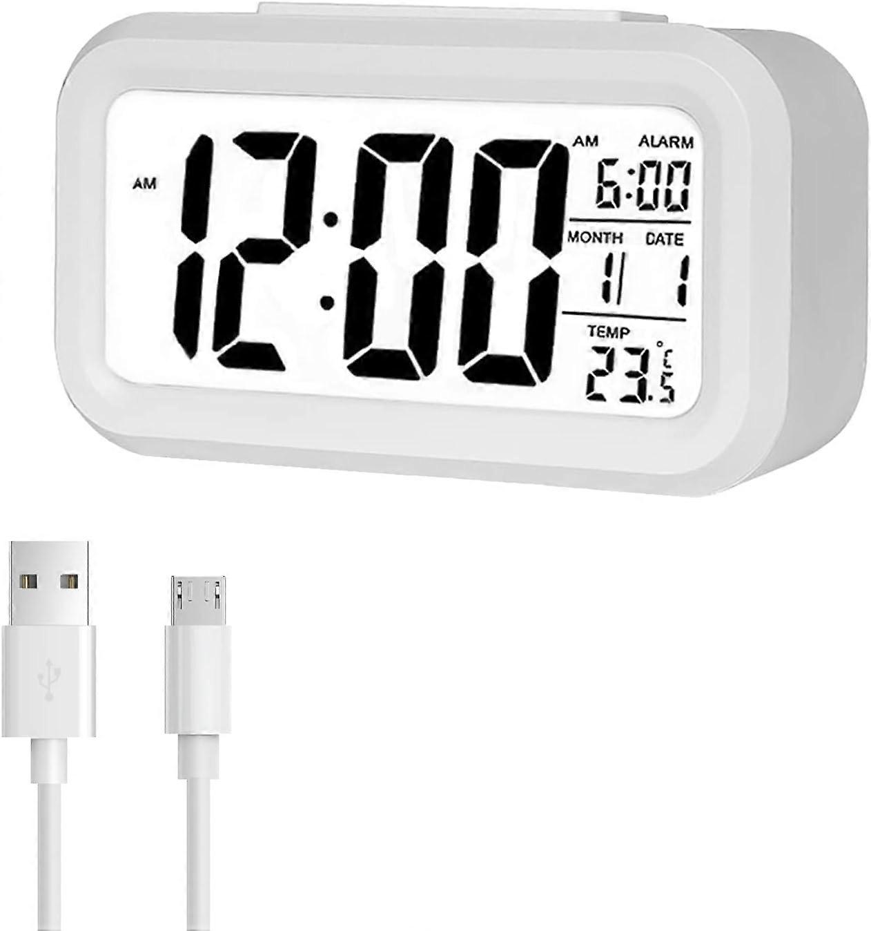 Digital Alarm Clock, Led Display Smart Alarm Clock With Temperature,  12/24 Hour, Snooze For Bedroom