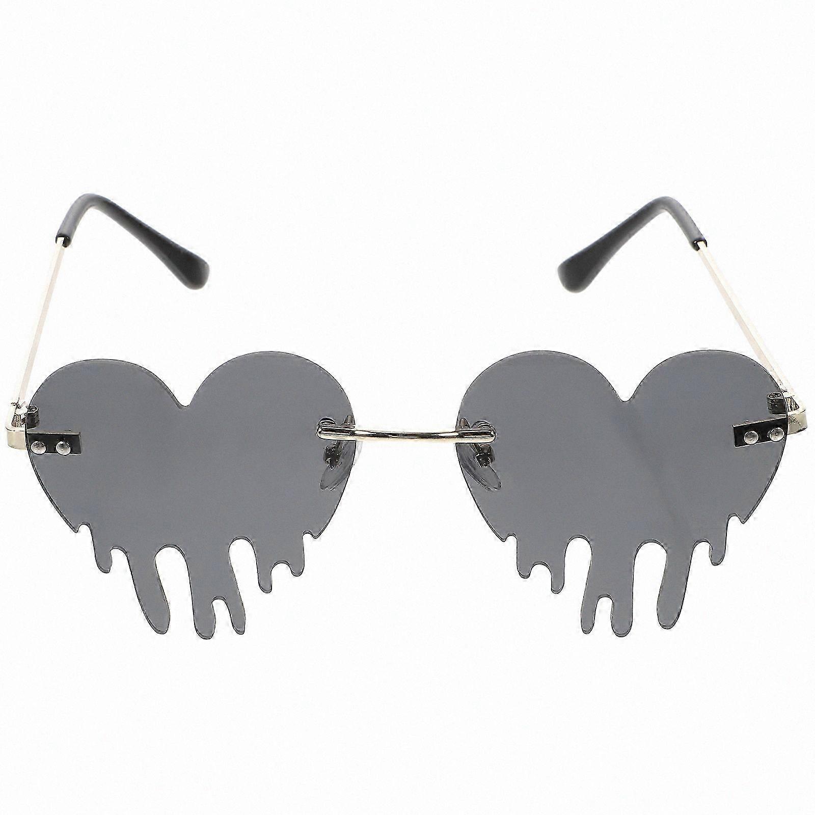 Heart-Shaped Frameless Eyewear with Curved Feet for Events, 12x5cm, Grey, Single Piece