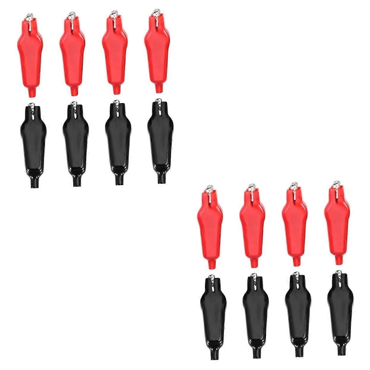Crocodile Clip Charging Clamp Cable Clips 8-Piece Set Red ABS Insulated Safety Test Clip Alligator Butt Connector