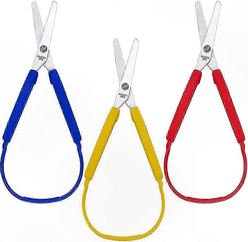 Colorful Grip Self-Opening Scissors with Loop Handle for Adaptive Cutting