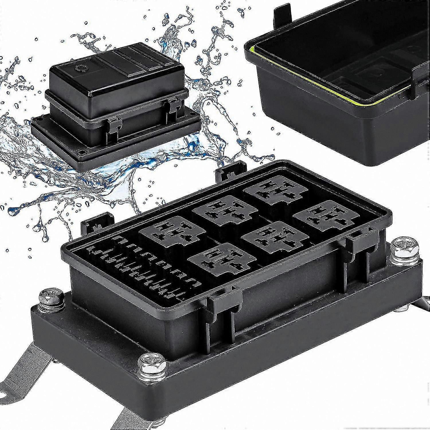 12V Automotive Relay Block with Fuse Holders - Waterproof Universal Box for Cars & Trucks