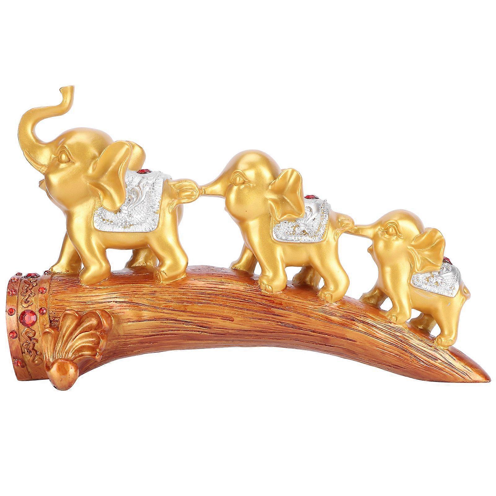 Elephant statue sculpture, innovative synthetic resin ornaments, golden desktop furniture