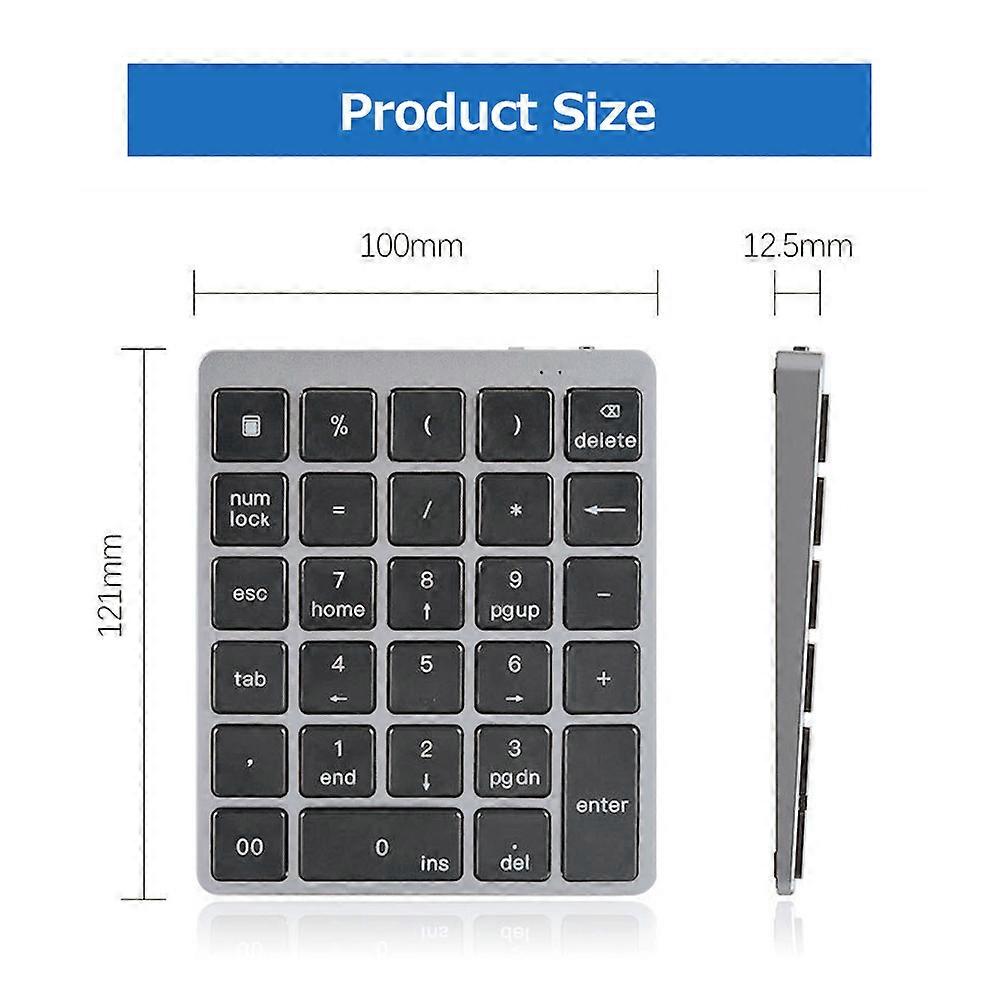 28 Keys Wireless BT Numeric Keyboard Portable Rechargeable Accounting Office Keyboard