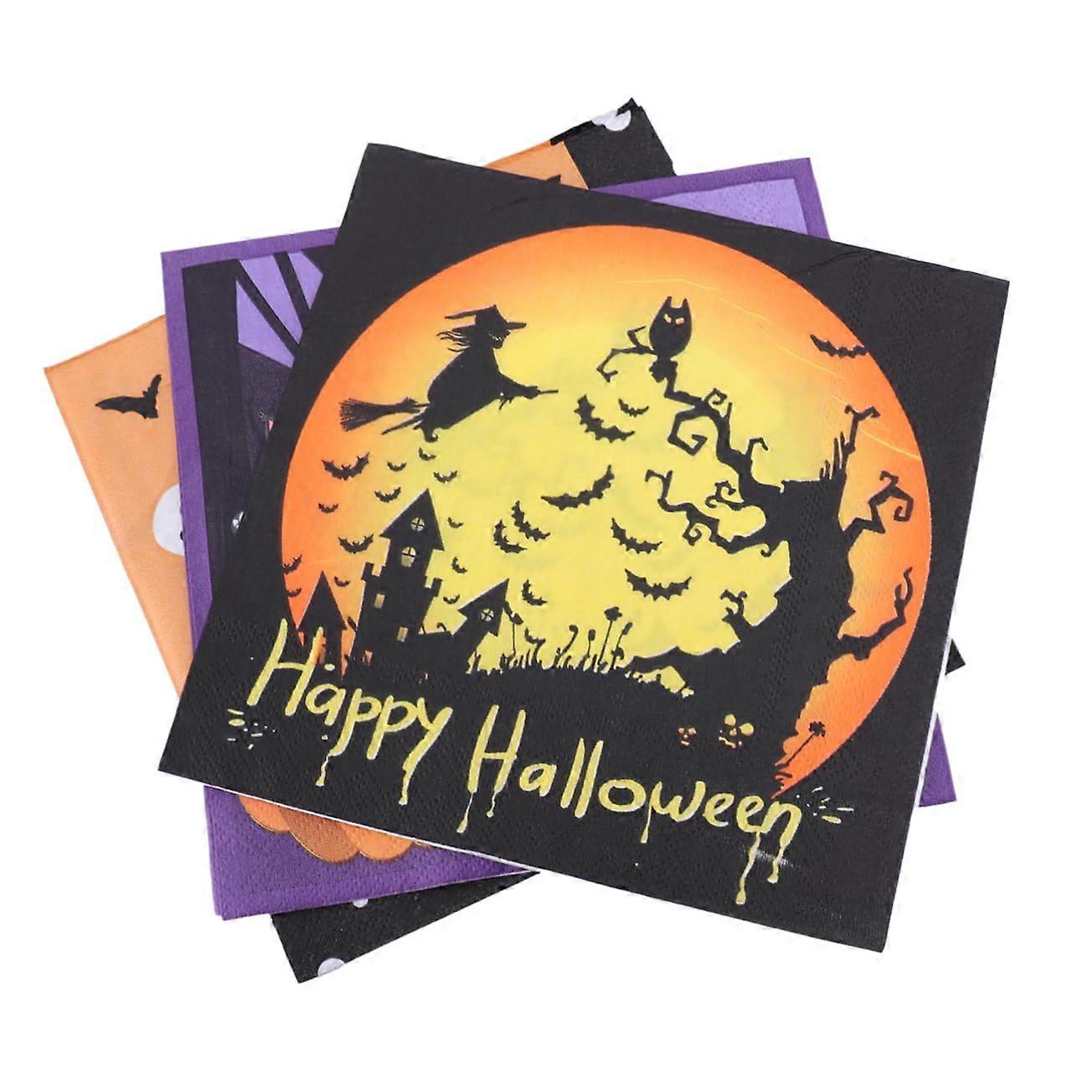 3 Pack Halloween Party Napkins Witch Pumpkin Print Paper Napkins Safe for Kids Ideal for Gatherings and Celebrations