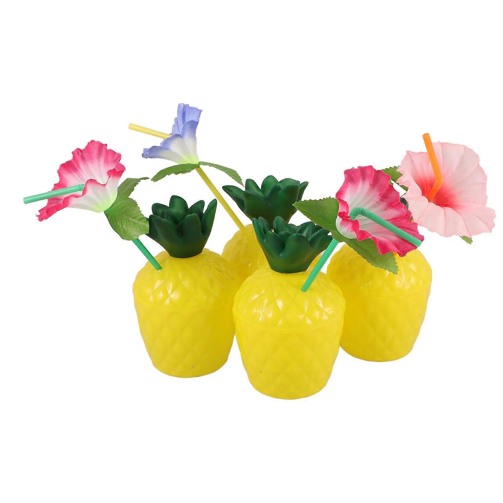 Pineapple Cups with for Party Material Yellow Color Novel Design Fits Home Use 4 Pieces