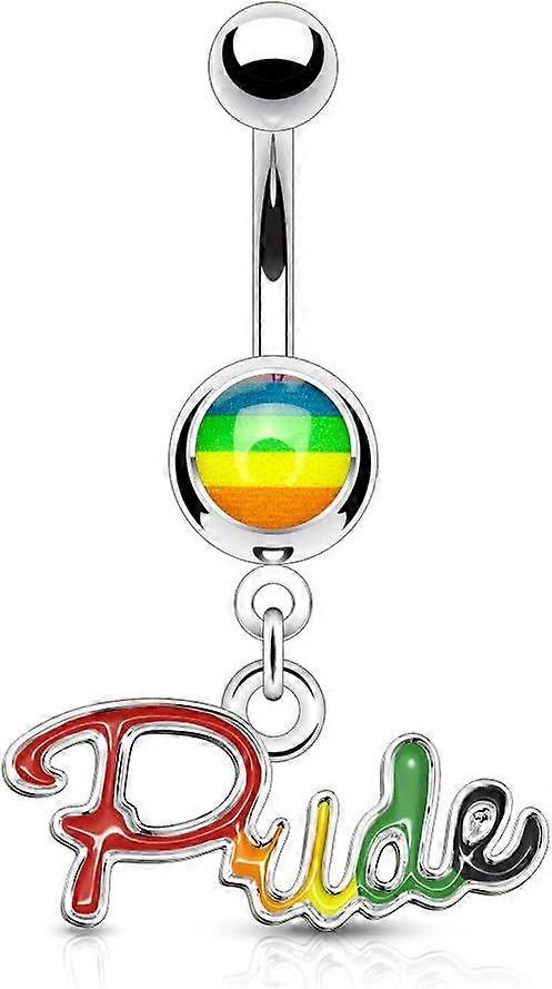 Rainbow Gay Pride Dangling Belly Button Ring